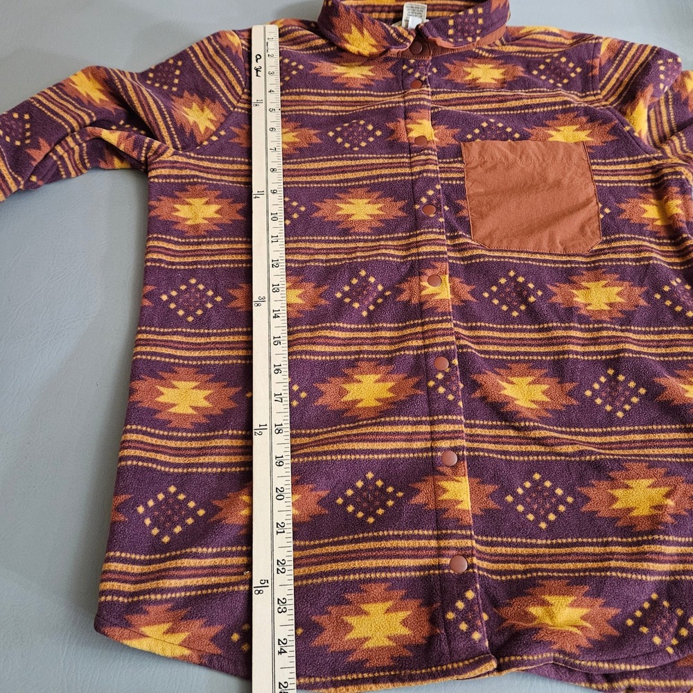 Duluth Trading Co Womens Fleece Shirt Jacket Southwestern Purple Orange M Aztec - Picture 5 of 6